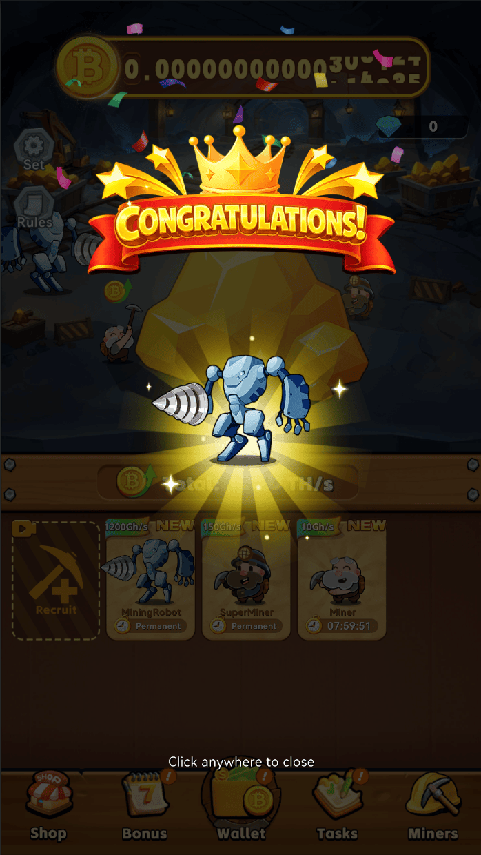 Bitcoin Master: BTC Mining Game tavern recruit screenshot