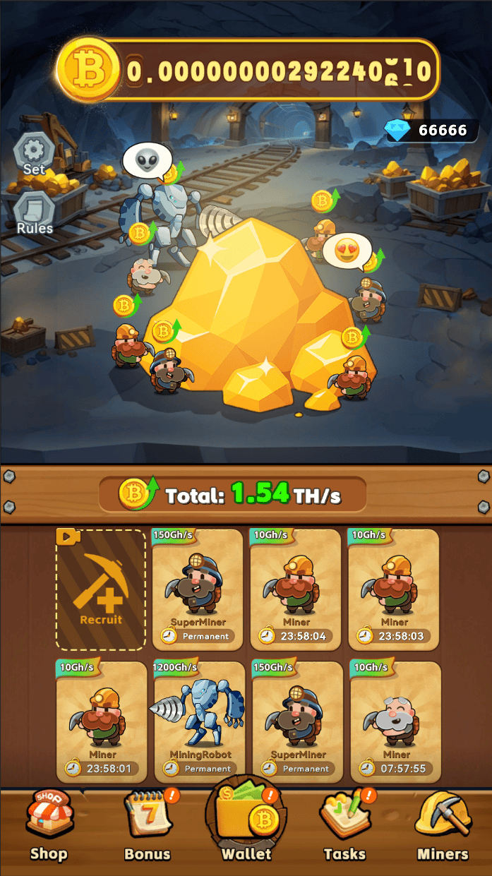 Bitcoin Master: BTC Mining Game main mining gameplay screenshot